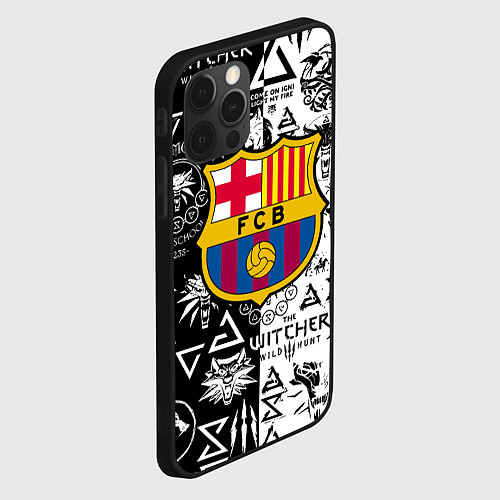 Чехол iPhone 12 Pro Max Barcelona логотипы ведьмак / 3D-Черный – фото 2