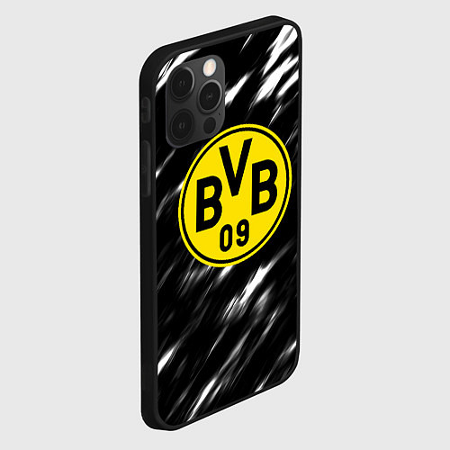 Чехол iPhone 12 Pro Max Borussia штрихи красок текстура / 3D-Черный – фото 2
