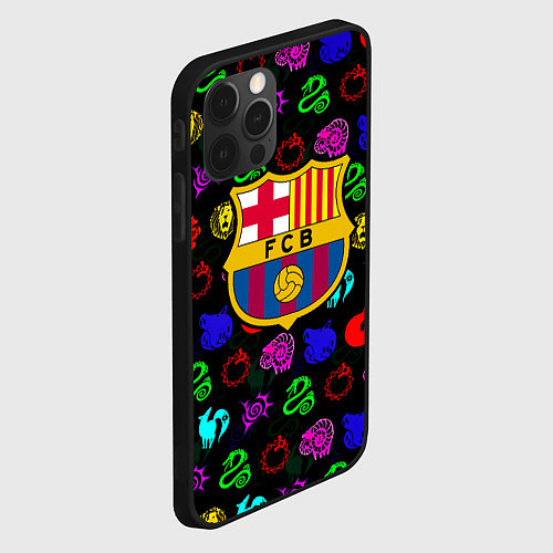 Чехол iPhone 12 Pro Max Barcelona neon games logo / 3D-Черный – фото 2
