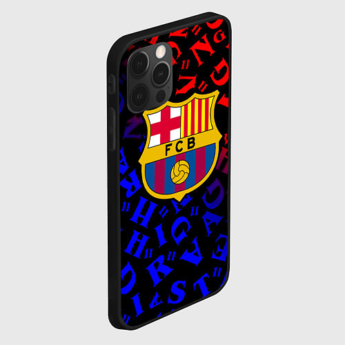 Чехол iPhone 12 Pro Max Barcelona градиент символы / 3D-Черный – фото 2