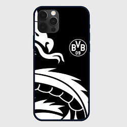 Чехол для iPhone 12 Pro Max Borussia дракон белый, цвет: 3D-черный