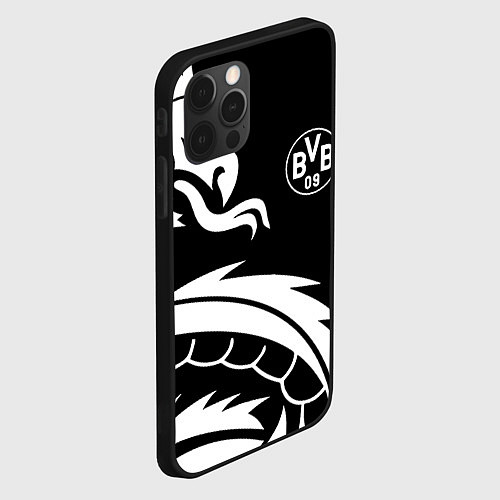 Чехол iPhone 12 Pro Max Borussia дракон белый / 3D-Черный – фото 2
