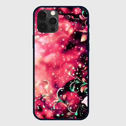 Чехол для iPhone 12 Pro Max Магические цветы тёмно-розовый, цвет: 3D-черный