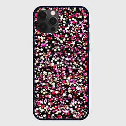 Чехол для iPhone 12 Pro Max Тёмно-розовый абстрактный в мелкую крапинку, цвет: 3D-черный