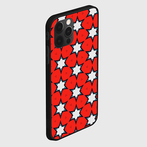 Чехол iPhone 12 Pro Max Звезды на красном / 3D-Черный – фото 2