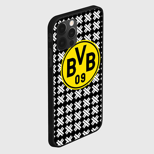Чехол iPhone 12 Pro Max Borussia pattern geometry / 3D-Черный – фото 2