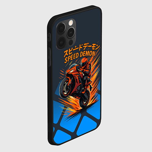 Чехол iPhone 12 Pro Max Speed demon байкер / 3D-Черный – фото 2