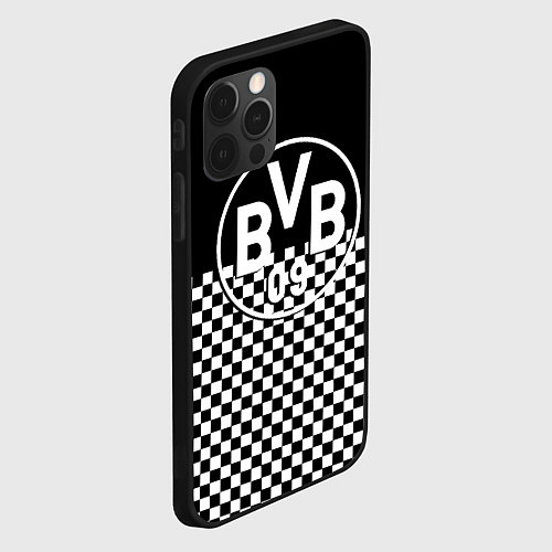 Чехол iPhone 12 Pro Max Borussia шахматная клетка / 3D-Черный – фото 2