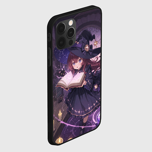 Чехол iPhone 12 Pro Max Аниме Ведьма Читает Книгу Заклинаний / 3D-Черный – фото 2