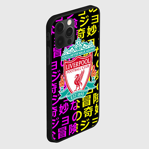 Чехол iPhone 12 Pro Max Ливерпуль японские символы паттерн / 3D-Черный – фото 2
