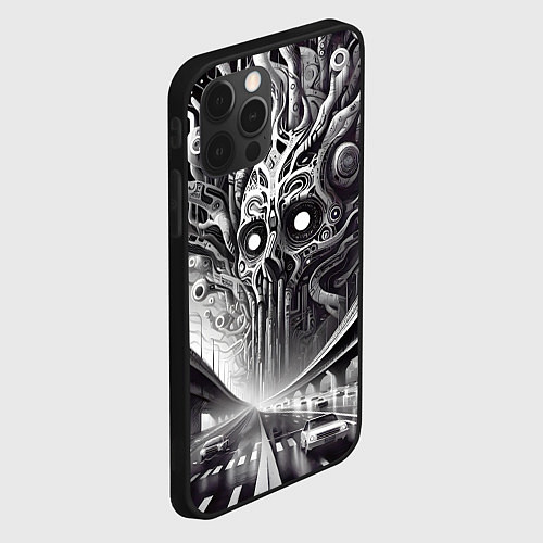 Чехол iPhone 12 Pro Max Art skull in metropolis - ai art fantasy / 3D-Черный – фото 2