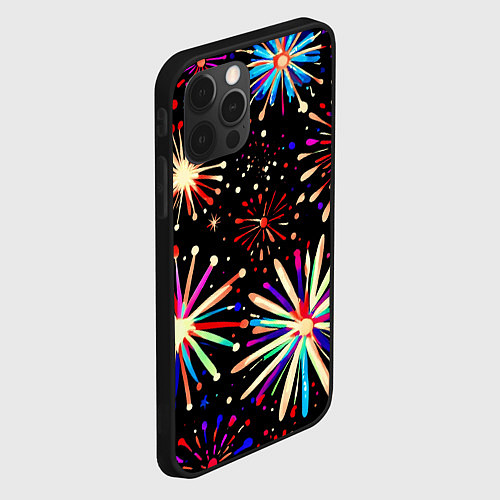 Чехол iPhone 12 Pro Max Абстракция с салютами / 3D-Черный – фото 2