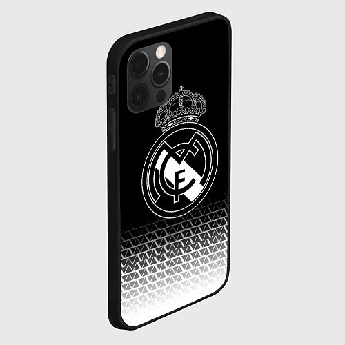 Чехол iPhone 12 Pro Max Реал Мадрид текстура геометрия / 3D-Черный – фото 2