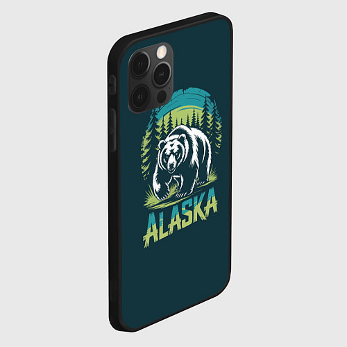 Чехол iPhone 12 Pro Max Огромный медведь на фоне леса / 3D-Черный – фото 2