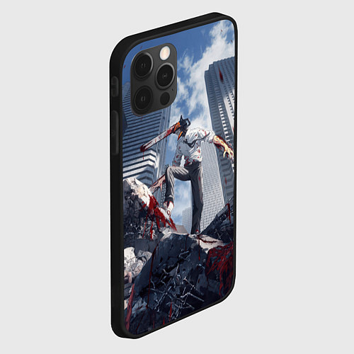 Чехол iPhone 12 Pro Max Denji in city Chainsaw man / 3D-Черный – фото 2