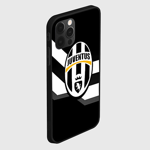 Чехол iPhone 12 Pro Max Juventus полосы линии / 3D-Черный – фото 2