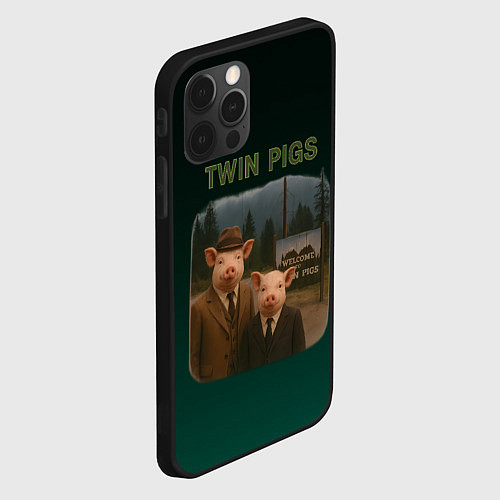 Чехол iPhone 12 Pro Max Twin Pigs пародия / 3D-Черный – фото 2