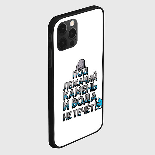 Чехол iPhone 12 Pro Max Камень и вода серый арт / 3D-Черный – фото 2