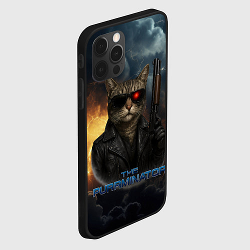 Чехол iPhone 12 Pro Max The purrminator кот терминатор / 3D-Черный – фото 2
