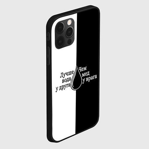 Чехол iPhone 12 Pro Max Вода у друга черно-белый арт / 3D-Черный – фото 2