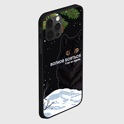 Чехол iPhone 12 Pro Max Волк призрак темный арт / 3D-Черный – фото 2