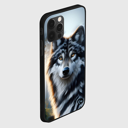 Чехол iPhone 12 Pro Max Морда волка - Россия / 3D-Черный – фото 2