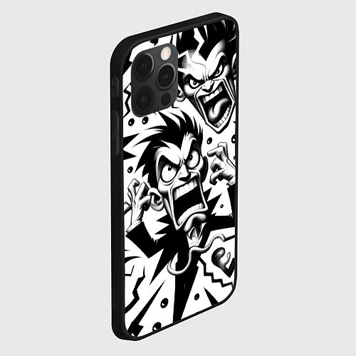 Чехол iPhone 12 Pro Max Орущие рожи - нейроарт фантазия / 3D-Черный – фото 2