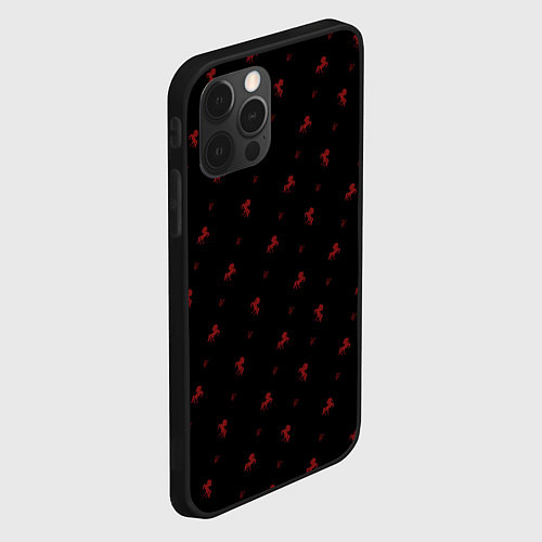 Чехол iPhone 12 Pro Max Красный конь паттерн / 3D-Черный – фото 2