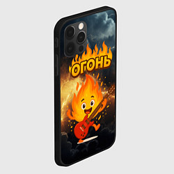 Чехол для iPhone 12 Pro Max Огонь гитарист, цвет: 3D-черный — фото 2