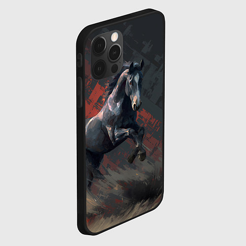 Чехол iPhone 12 Pro Max Лошадь в прыжке / 3D-Черный – фото 2