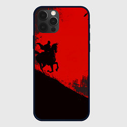 Чехол для iPhone 12 Pro Max Лошадь скачет на красном фоне, цвет: 3D-черный