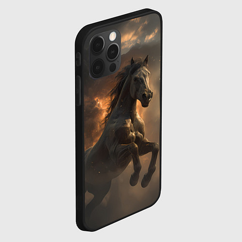 Чехол iPhone 12 Pro Max Лошадь в прыжке на фоне неба / 3D-Черный – фото 2