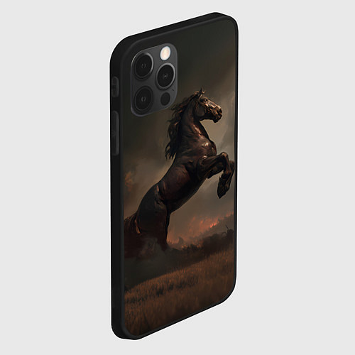 Чехол iPhone 12 Pro Max Лошадь встает на дыбы / 3D-Черный – фото 2
