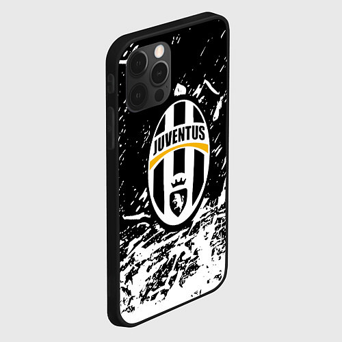 Чехол iPhone 12 Pro Max Ювентус краски всплеск штрихи / 3D-Черный – фото 2