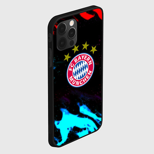 Чехол iPhone 12 Pro Max Бавария Мюнхен неоновый огонь / 3D-Черный – фото 2