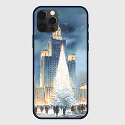 Чехол для iPhone 12 Pro Max Новый год в Москве, цвет: 3D-черный