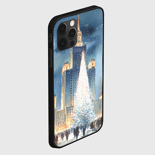 Чехол iPhone 12 Pro Max Новый год в Москве / 3D-Черный – фото 2