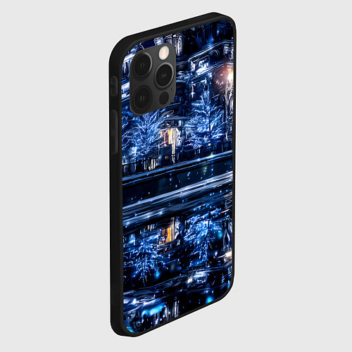 Чехол iPhone 12 Pro Max Новогодняя ночная Москва / 3D-Черный – фото 2