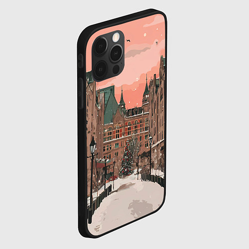 Чехол iPhone 12 Pro Max Новогодний Московский двор / 3D-Черный – фото 2