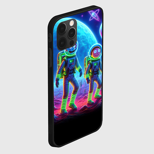 Чехол iPhone 12 Pro Max Рик и Морти на сказочной неоновой планете / 3D-Черный – фото 2