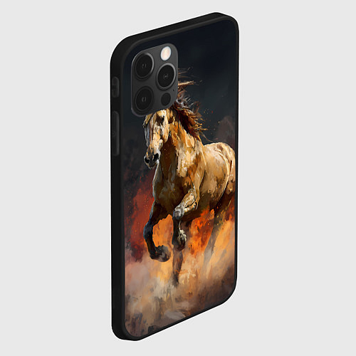 Чехол iPhone 12 Pro Max Лошадь нарисованная красками / 3D-Черный – фото 2