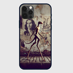 Чехол для iPhone 12 Pro Max Пришелец идёт вдоль стены с рваными афишами, цвет: 3D-черный