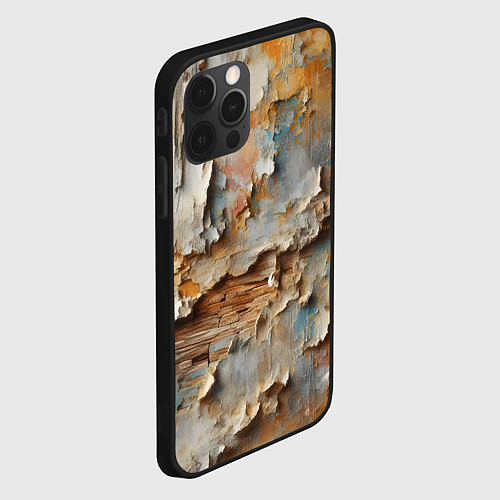Чехол iPhone 12 Pro Max Старая штукатурка на стене - абстракция / 3D-Черный – фото 2