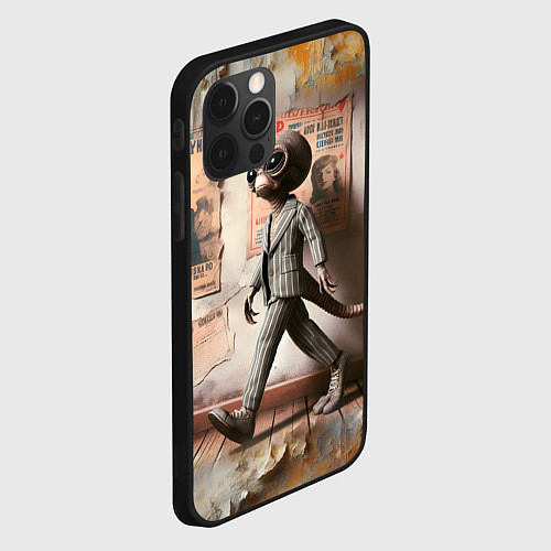 Чехол iPhone 12 Pro Max Пришелец в костюме в полосочку / 3D-Черный – фото 2