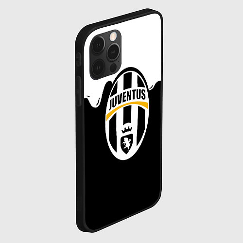 Чехол iPhone 12 Pro Max Juventus капли красок / 3D-Черный – фото 2