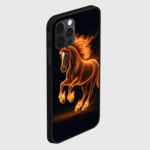 Чехол iPhone 12 Pro Max Китайский огненный жеребец / 3D-Черный – фото 2