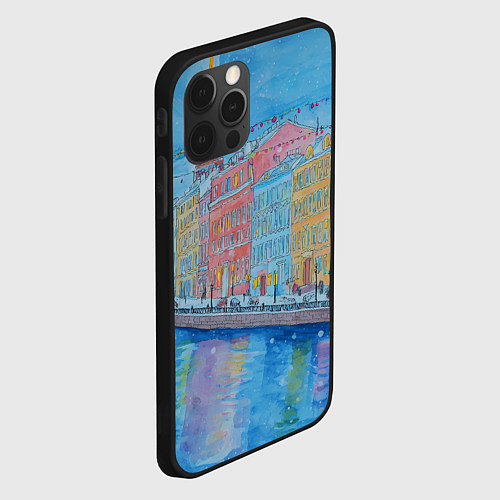 Чехол iPhone 12 Pro Max Новогодний рисованный Санкт-Петербург / 3D-Черный – фото 2