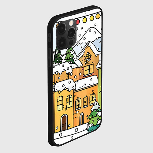 Чехол iPhone 12 Pro Max Новогодний снегопад / 3D-Черный – фото 2