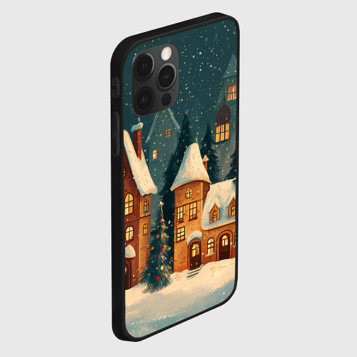 Чехол iPhone 12 Pro Max Сказочный Новогодний городок / 3D-Черный – фото 2