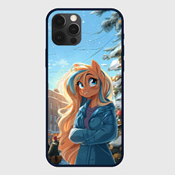 Чехол для iPhone 12 Pro Max Лошадка на новогодней площади, цвет: 3D-черный